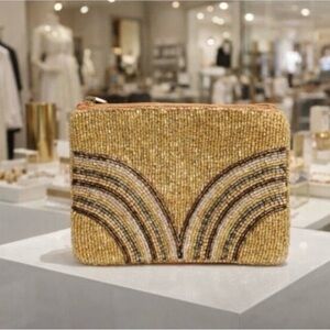 Kay Lee Gold Beaded Clutch NWT